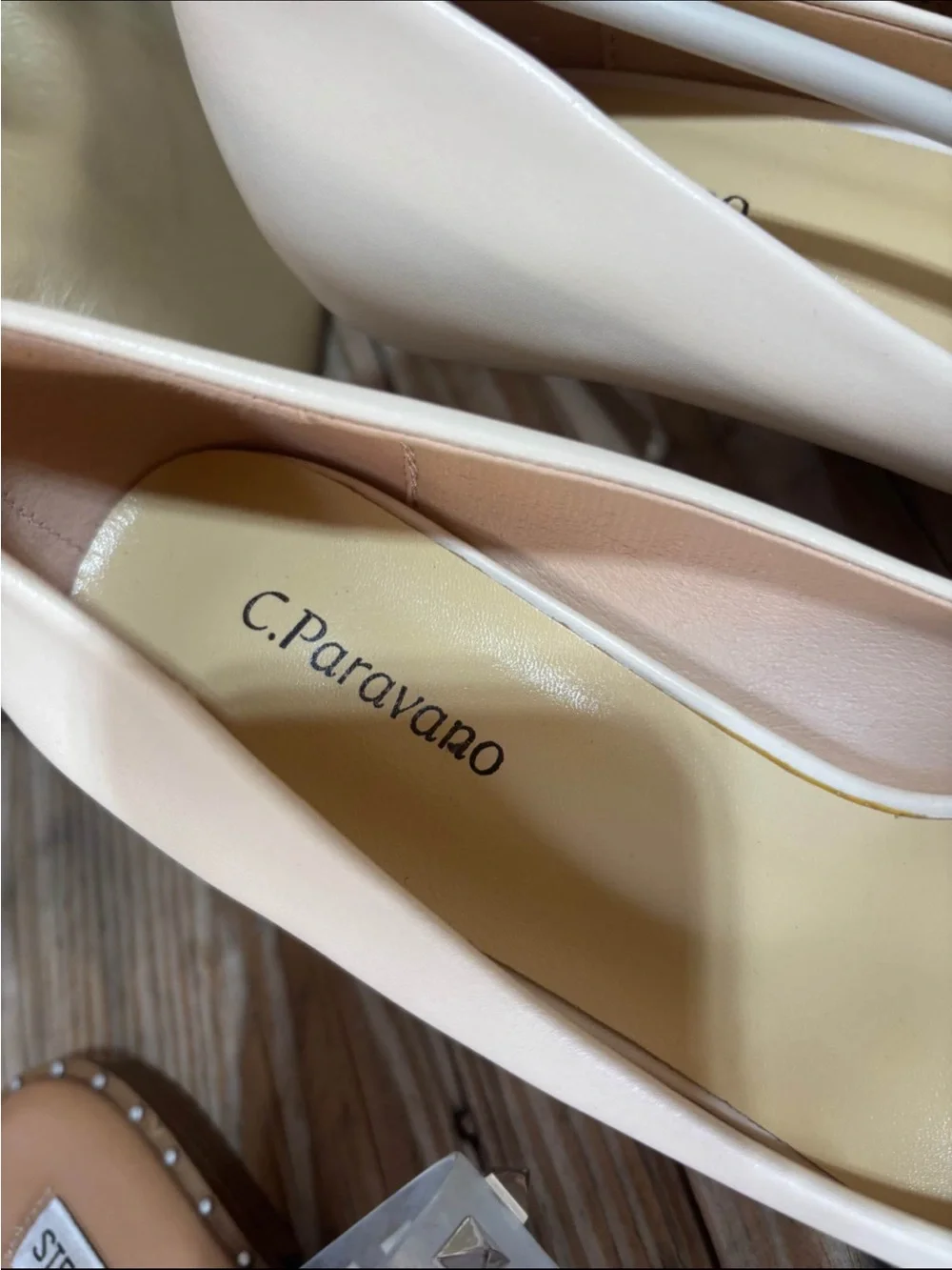C. Paraviano Women's Pointed Toe Heels in Light Cream